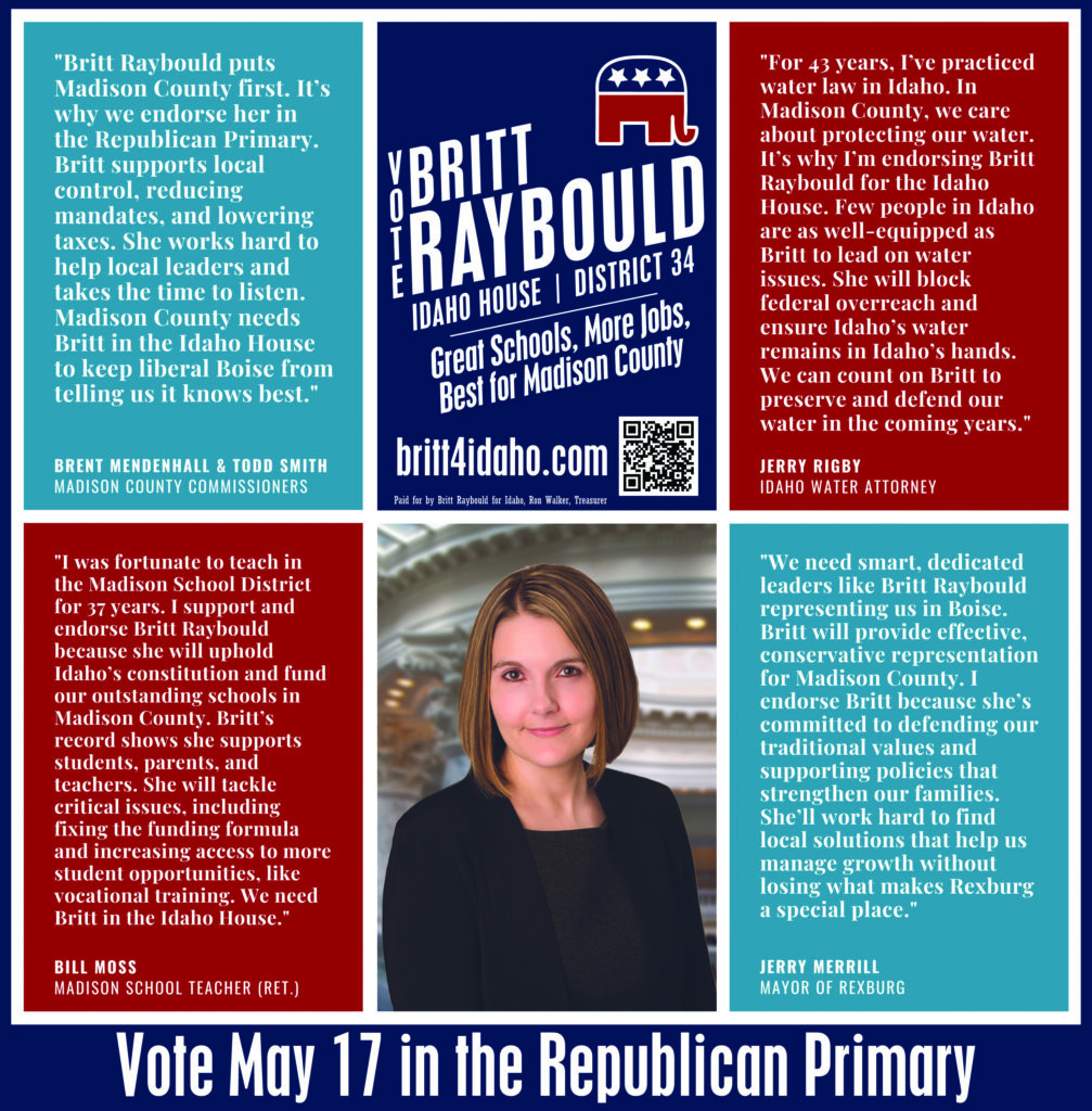 Vote Britt Raybould May 17 in the Republican Party